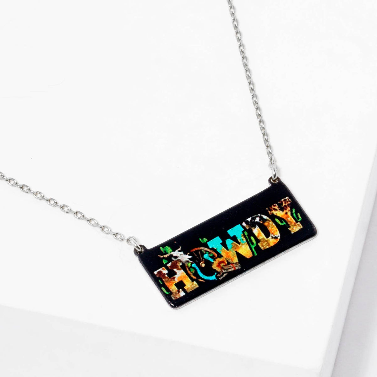 Western "Howdy" Acrylic Bar Pendant Necklace