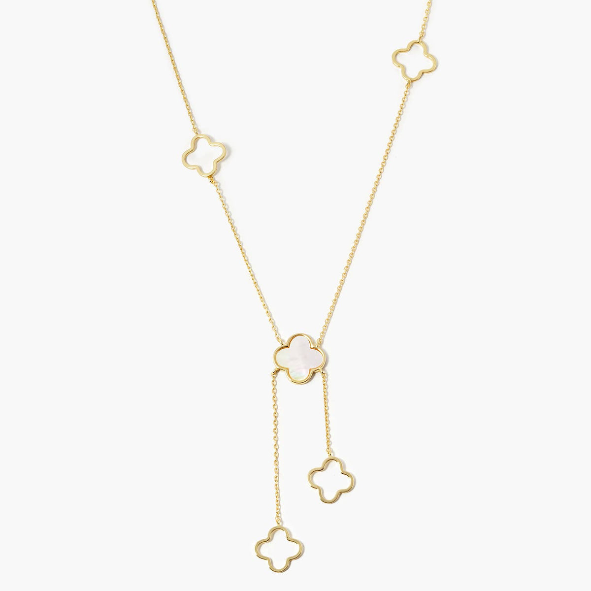Minimalist Clover Y-Necklace with Dangle Charms