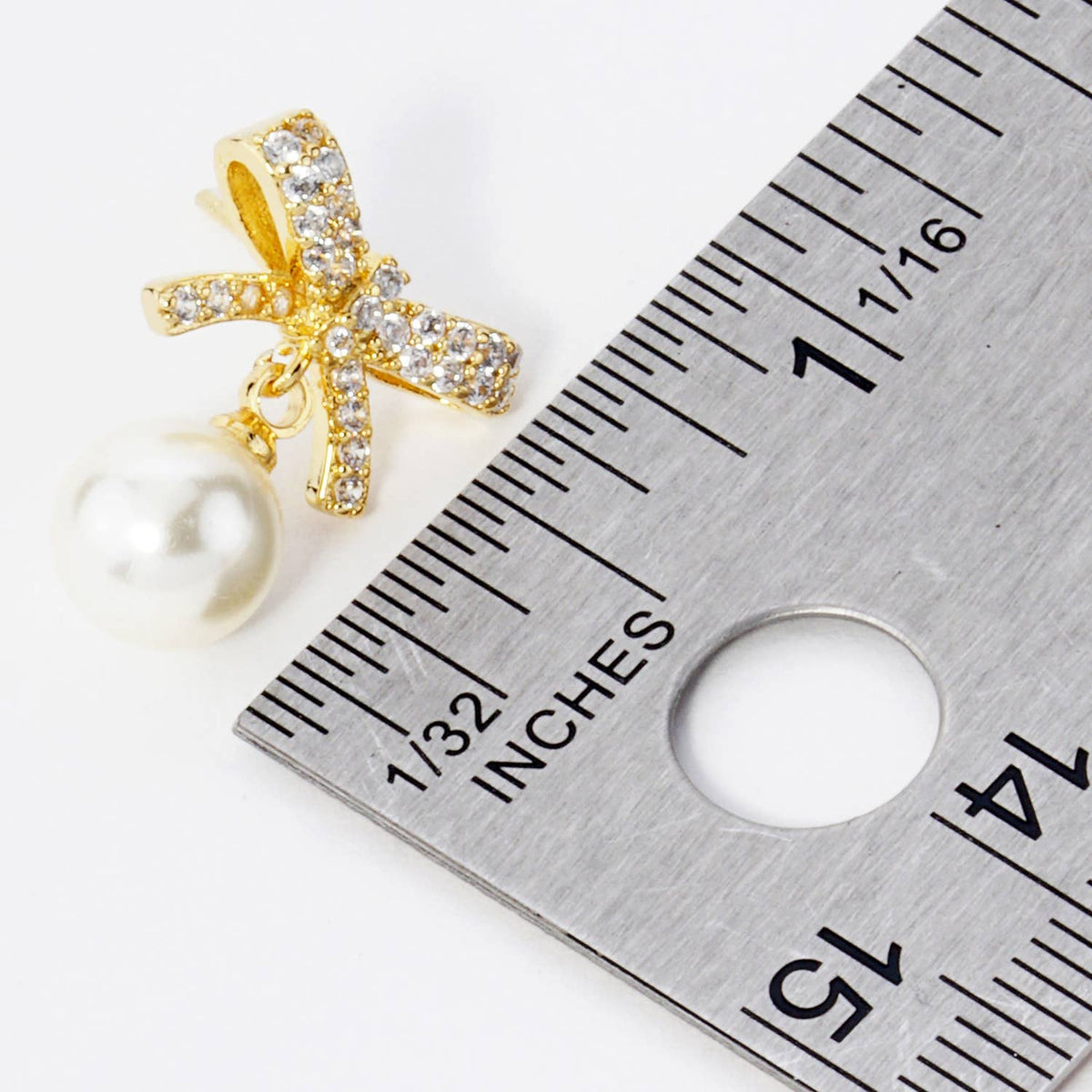 18K Gold Dipped 7mm Pearl Drop Micro Pave Set Cubic Zirconia
