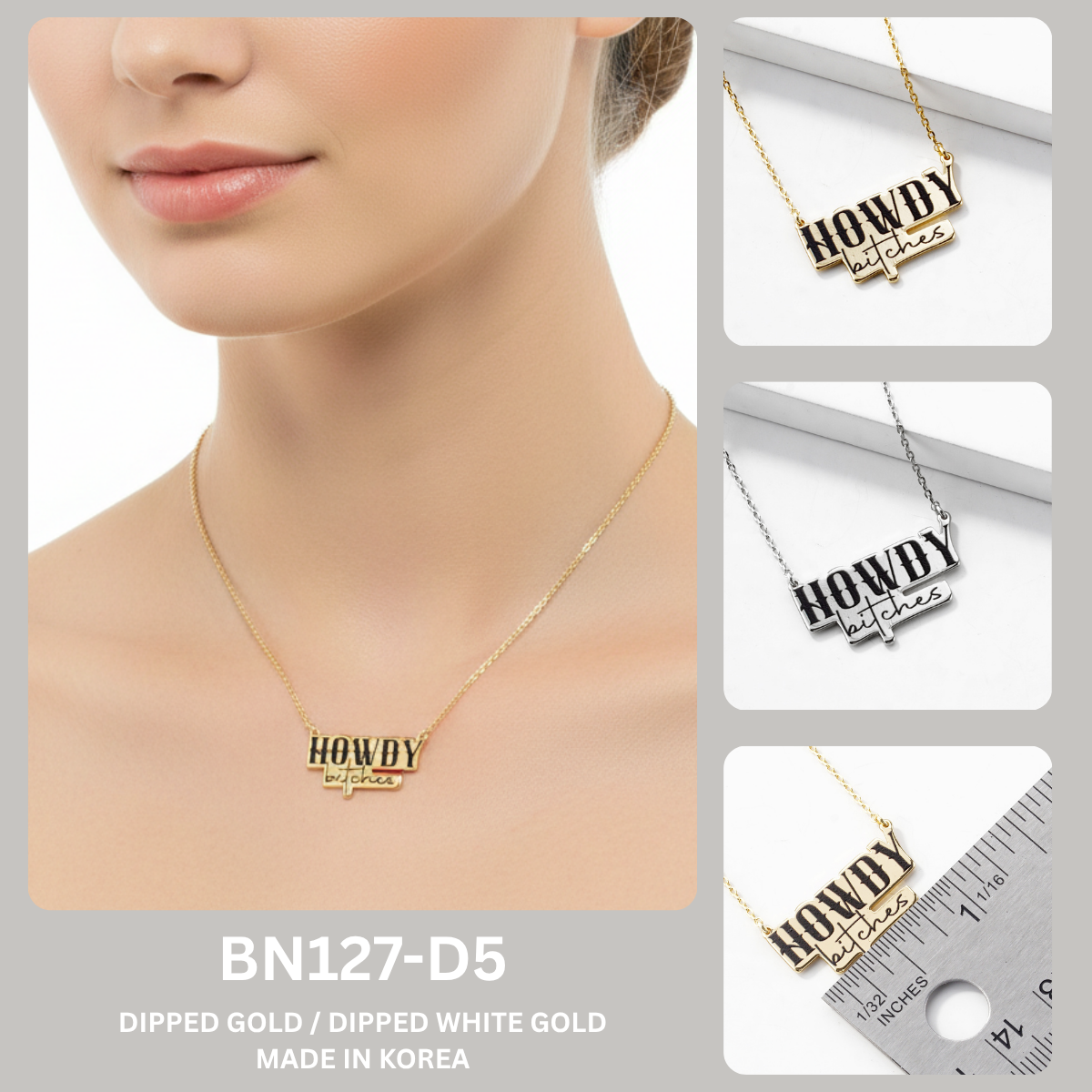 Howdy Bitches Western Statement Pendant Necklace
