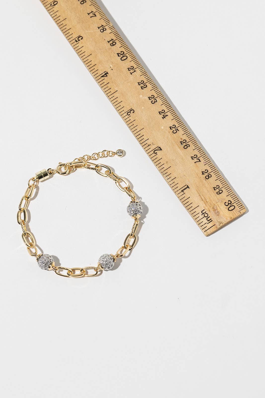 Two-Tone Gold Dipped Link Bracelet with Cubic Zirconia Pavé