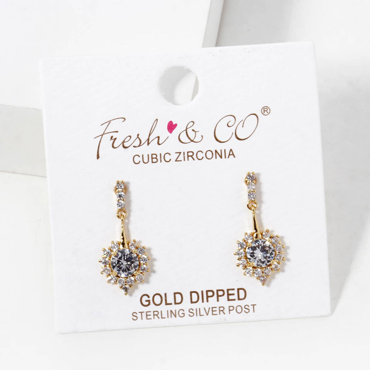 Gold Plated Sunburst Drop Earrings