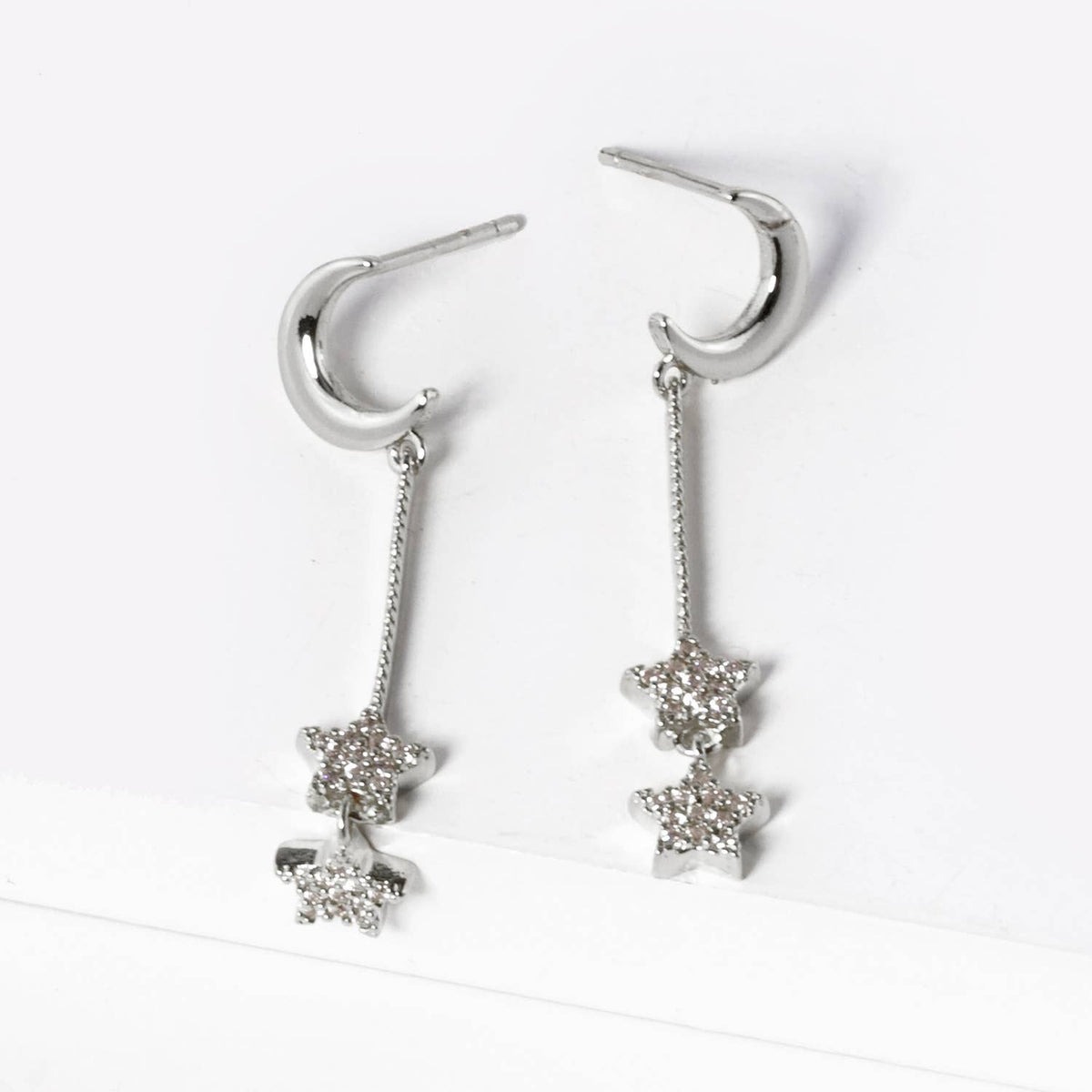 Celestial Moon & Dainty Star Drop Earrings