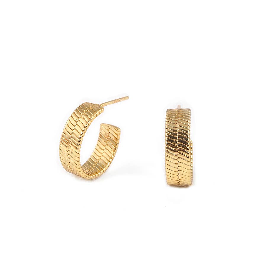 Gold Plated Francois Ridged Hoop Earrings