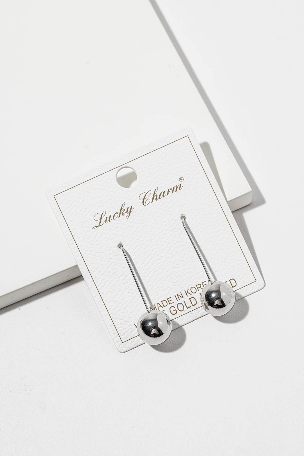 Long Hook Ball Drop Earrings – Metal Ball & Pearl Ball, Gold