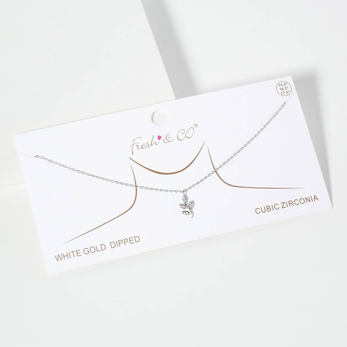 Delicate Cubic Zirconia Leaf Branch Pendant Necklace