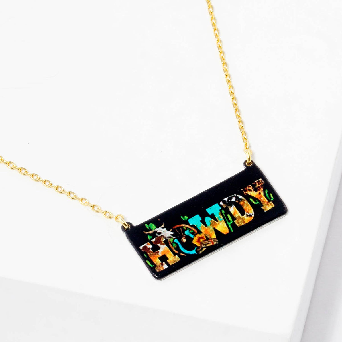 Western "Howdy" Acrylic Bar Pendant Necklace