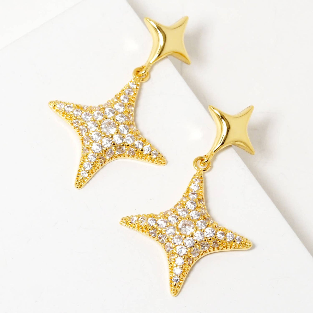 Celestial Star Pave Drop Earrings