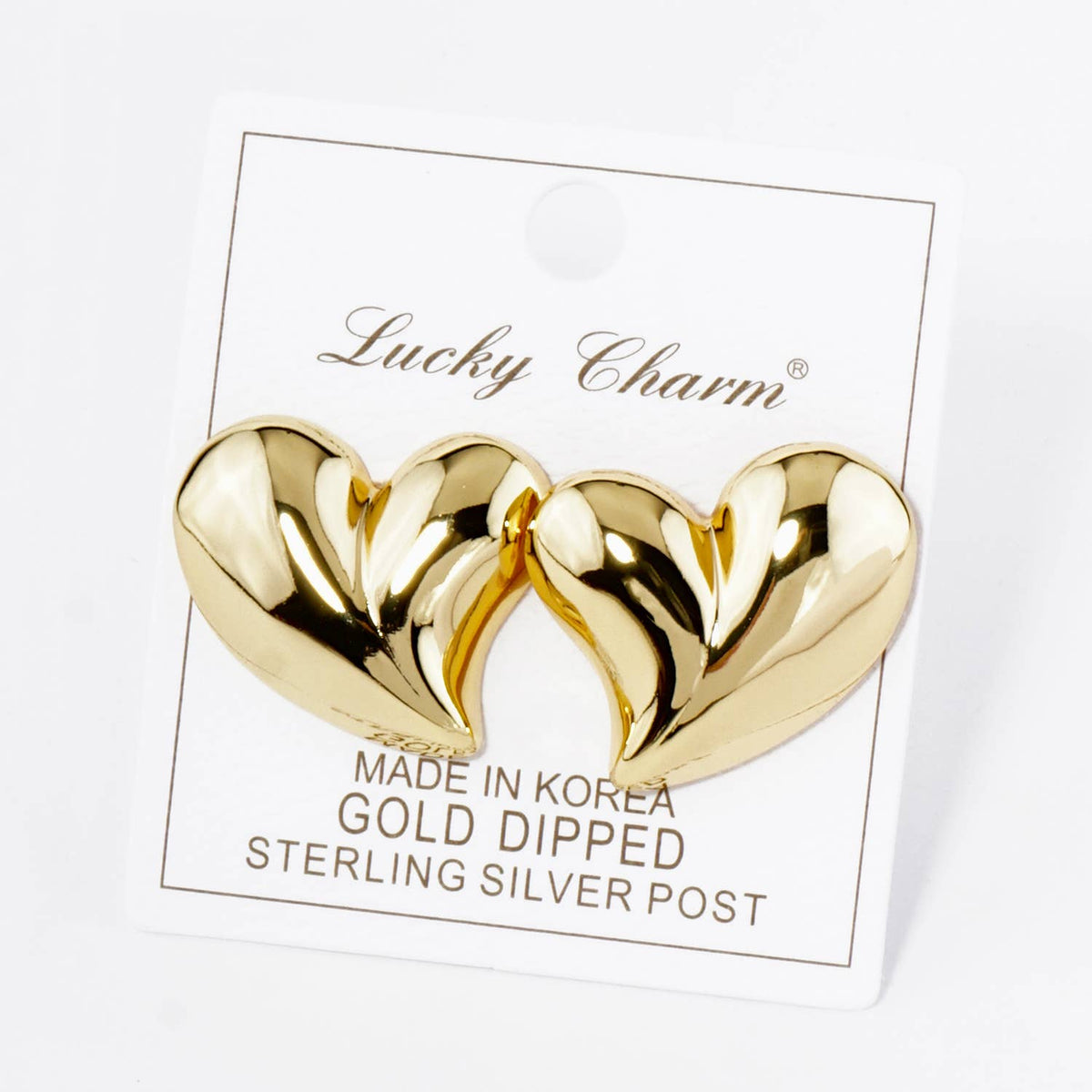 18K GOLD DIPPED CHUNKY HEART STUD EARRINGS