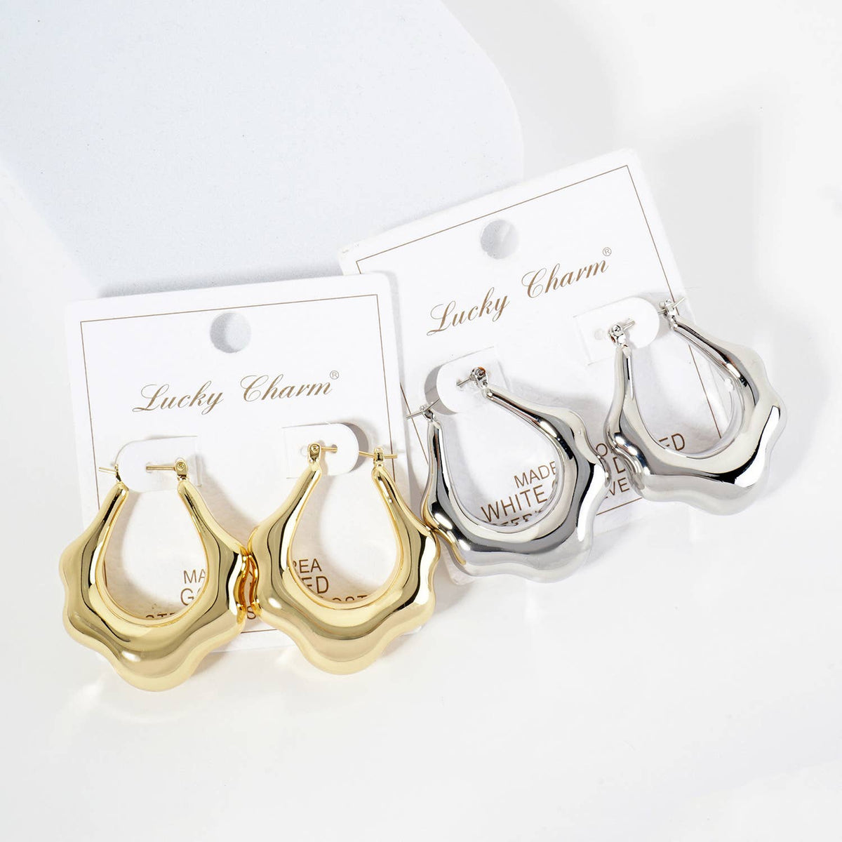 18K Gold Dipped Organically Shaped 35mm Latchback Hoop