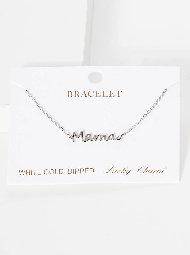 Minimalist Script "Mama" Charm Bracelet