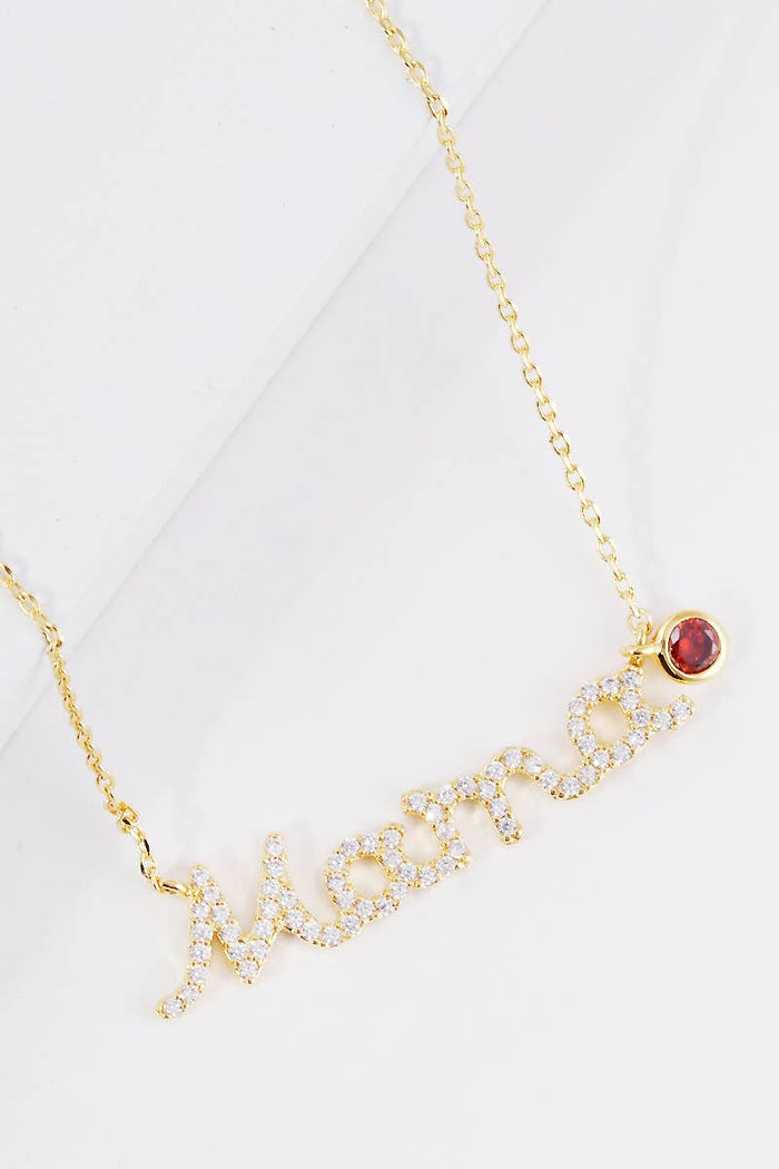 Gold Plated Birthstone Mama Necklace