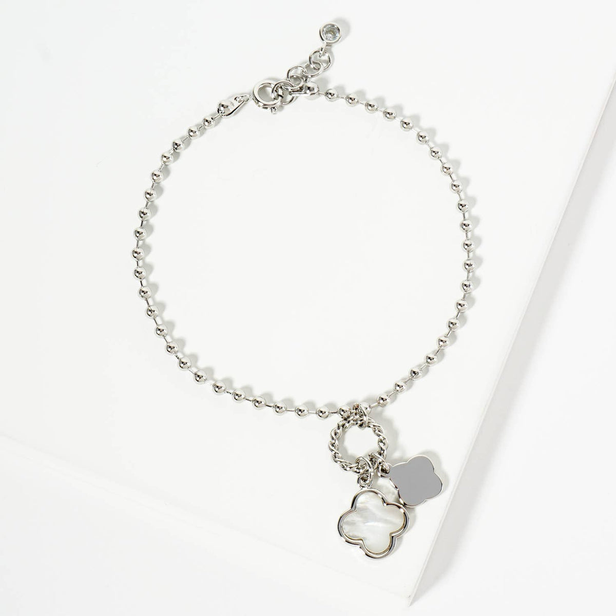 Dainty Double Clover Charm Beaded Bracelet