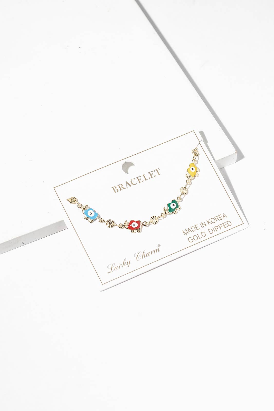Multi-Color Enamel Elephant Charm Bracelet