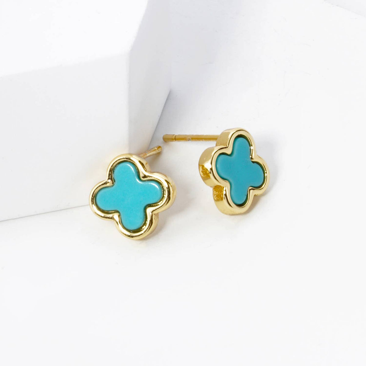 18K GOLD DIPPED 9MM QUATREFOIL STUD EARRINGS