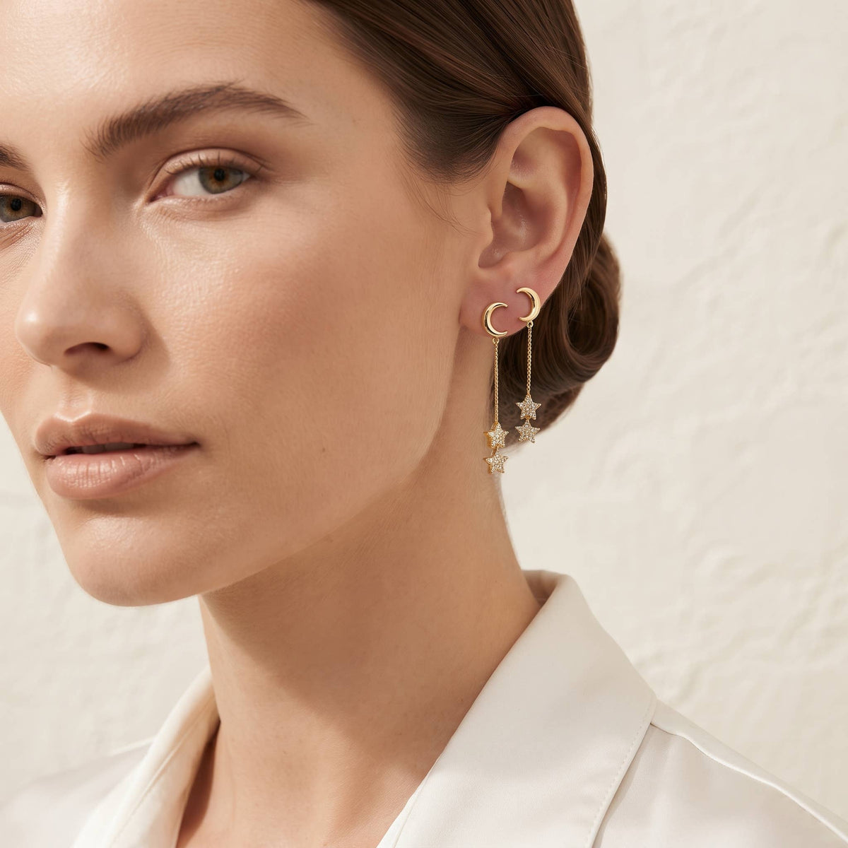 Celestial Moon & Dainty Star Drop Earrings