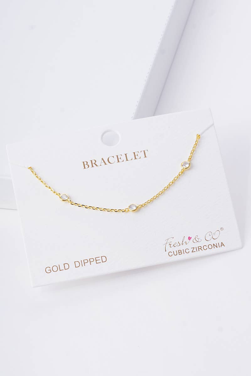 Delicate Rainbow CZ Bezel Station Bracelet