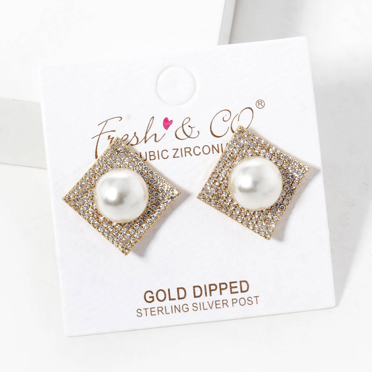 Freshwater Pearl Square Stud Earrings