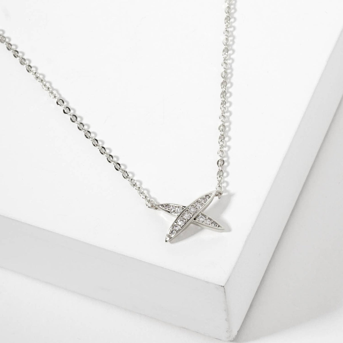 X-Shaped Pendant 18K-Gold-Dipped Brass Necklace