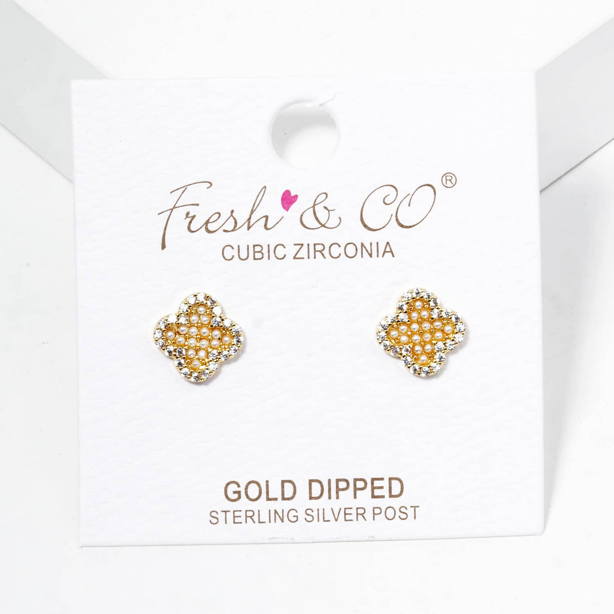 Dazzling Clover Pearl Stud Earrings