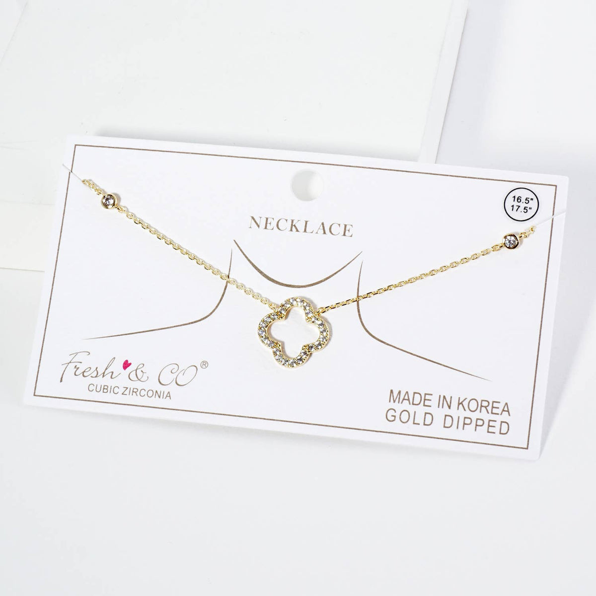 18K Pave Set Cubic Zirconia Quatrefoil Cutout Pendant