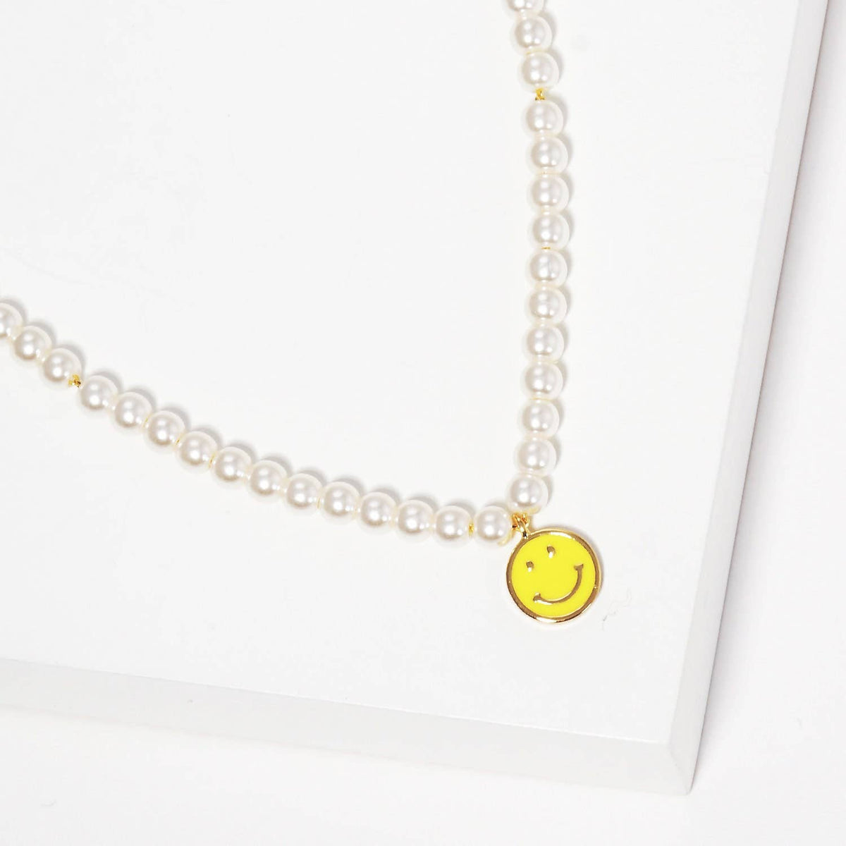 Gold Plated Freshwater Pearl Smiley Face Necklace