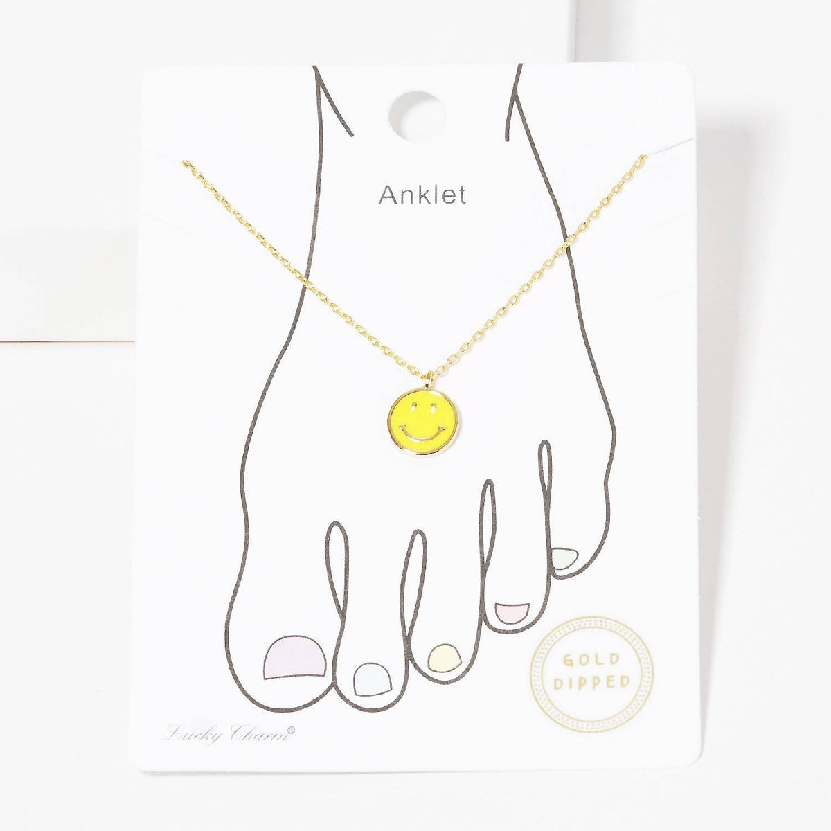 Gold Plated Smiley Face Chain Anklet