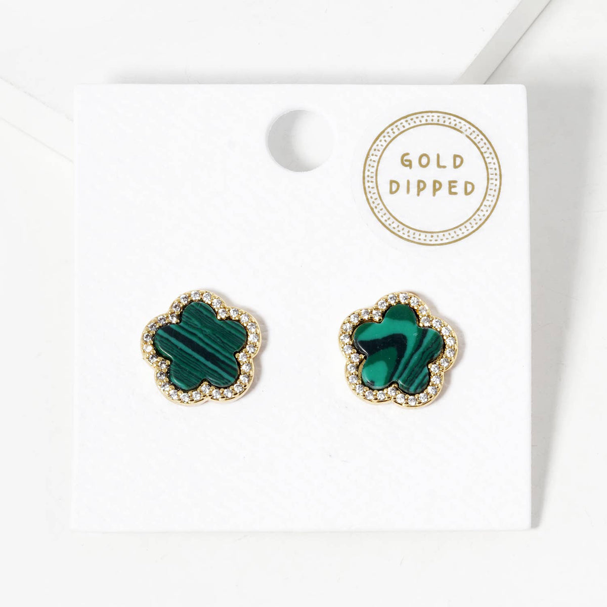 Dainty Clover Pave Cubic Zirconia Stud Earrings
