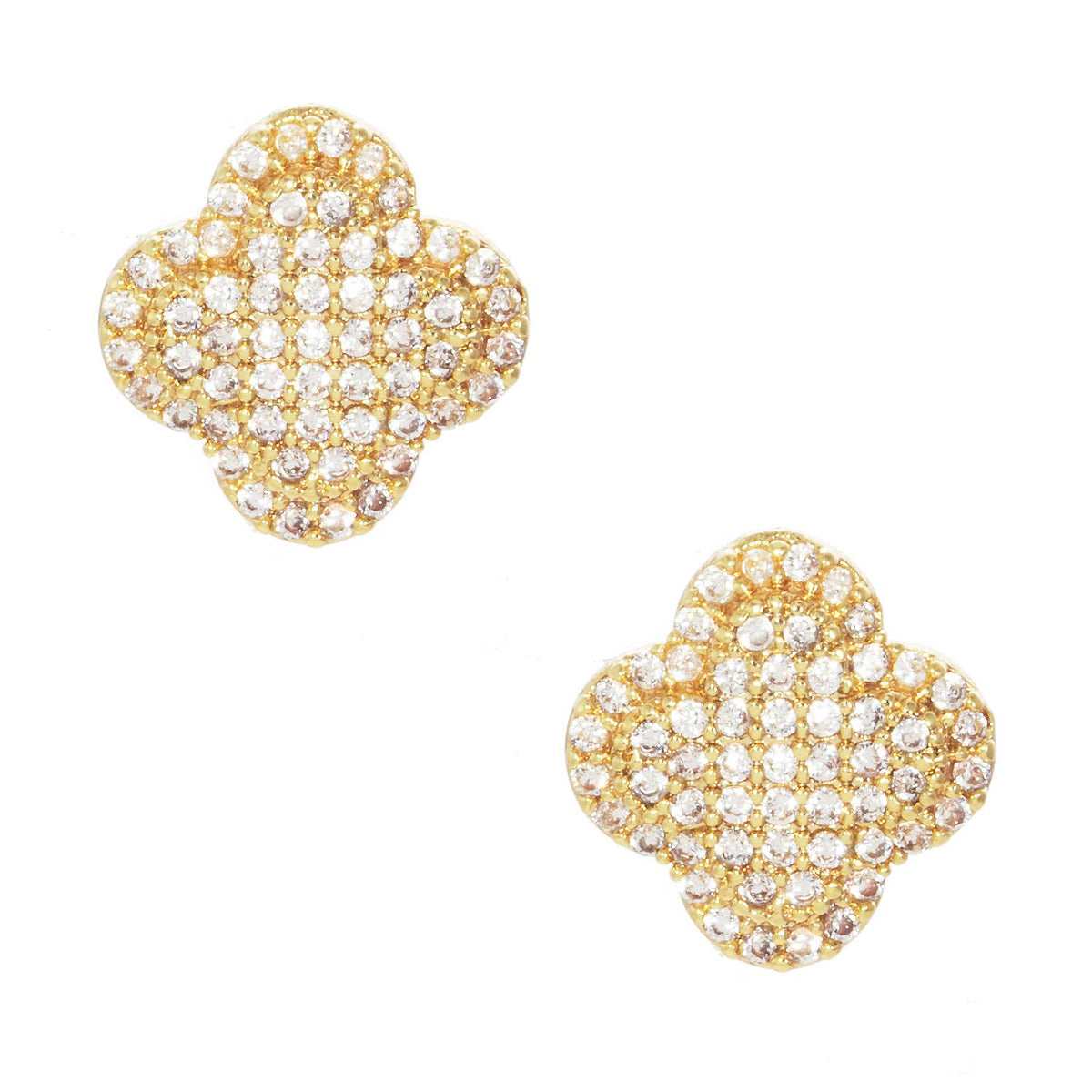 Pave Clover Bridesmaid Proposal Stud Earrings