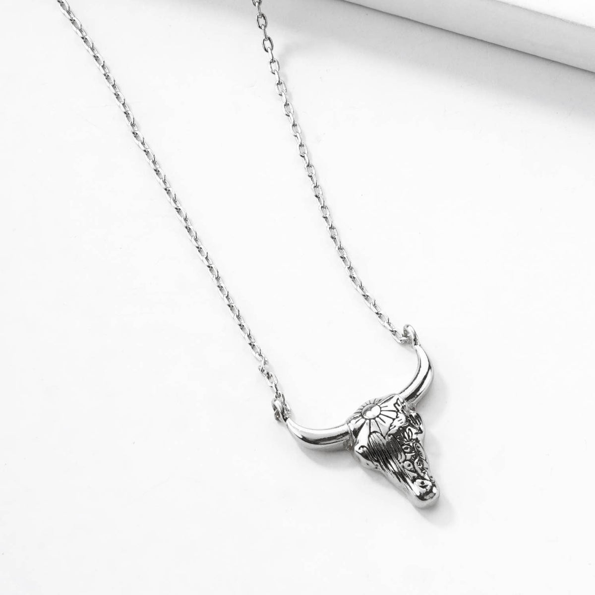Minimalist Bull Skull Pendant Necklace