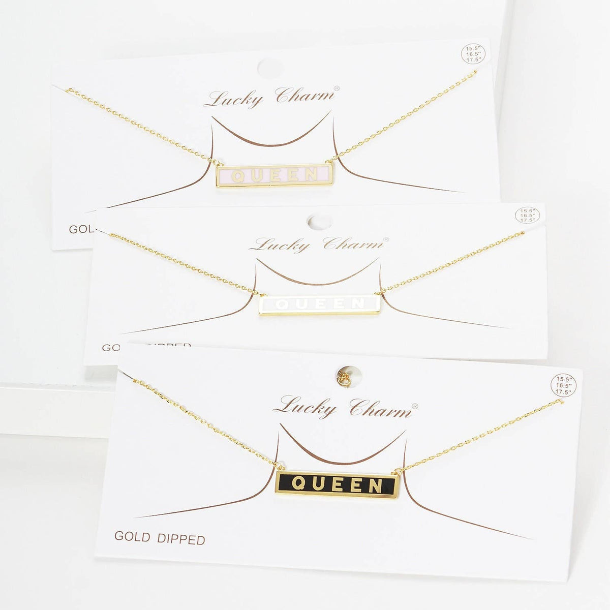 Gold Plated Mini Bar QUEEN Necklace