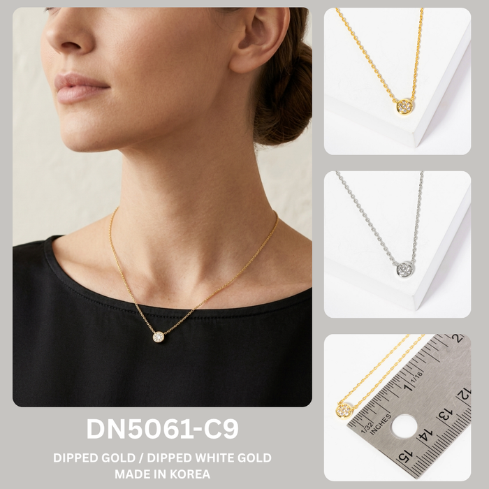 Minimalist Round Pavé Crystal Pendant Necklace