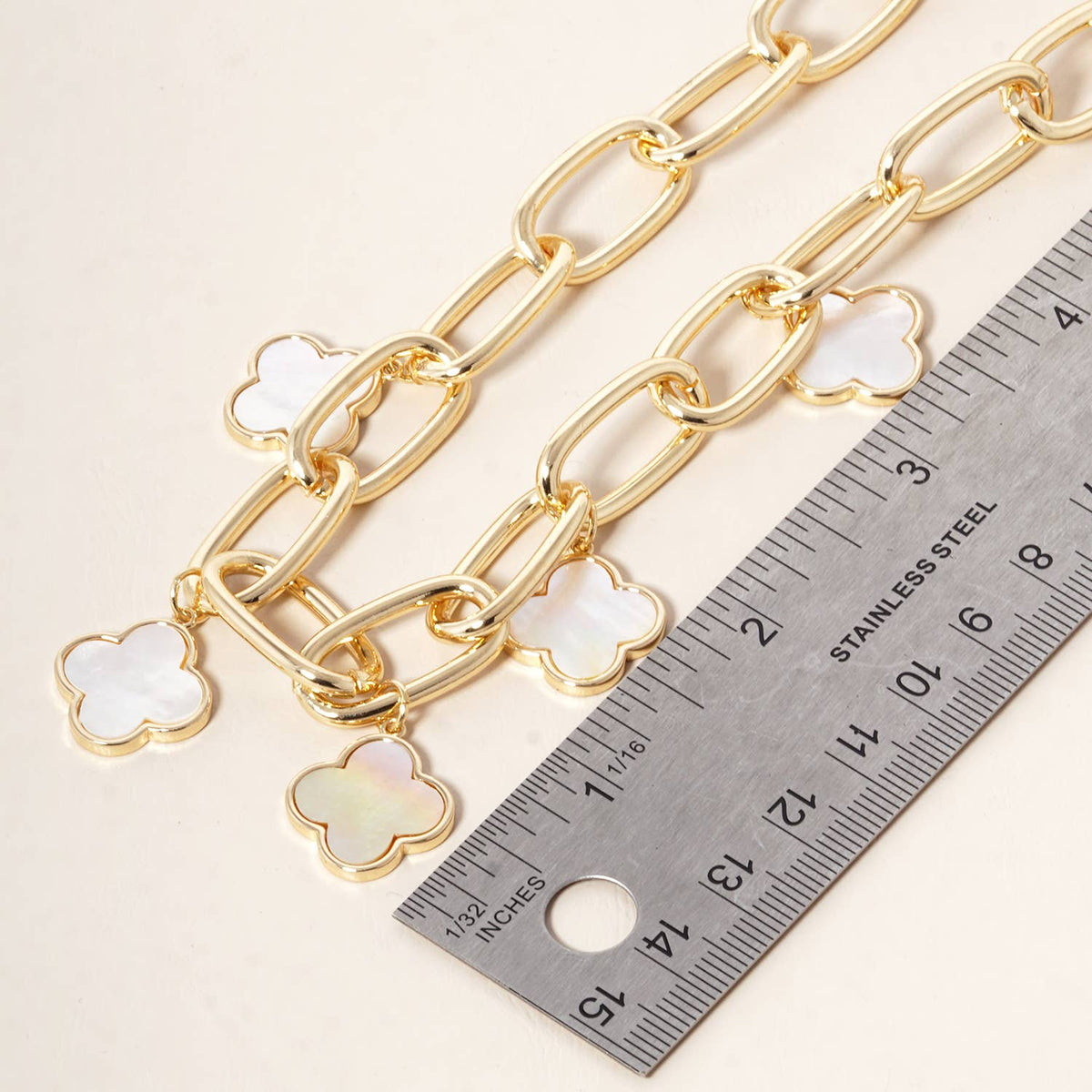 Clover Charm Chunky Link Chain Necklace