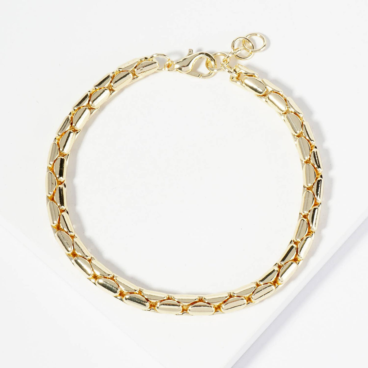 18K Gold Dipped Tube Link Chain Bracelet