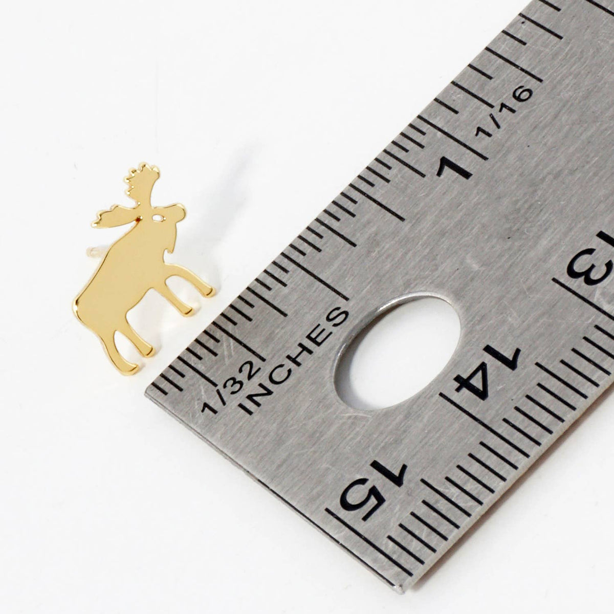 Reindeer 18K-Gold-Dipped Polished Brass Flat Stud Earrings