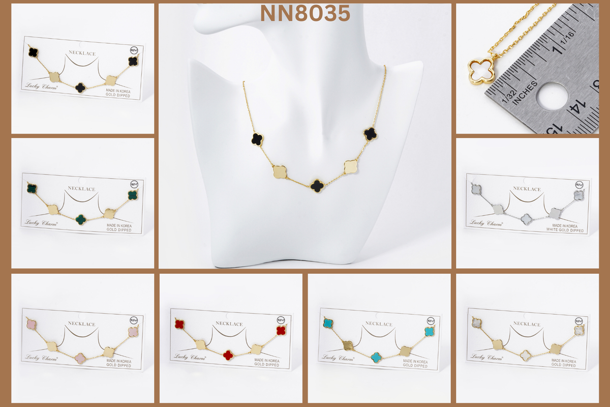 Lucky Clover 5-Motif Station Necklace
