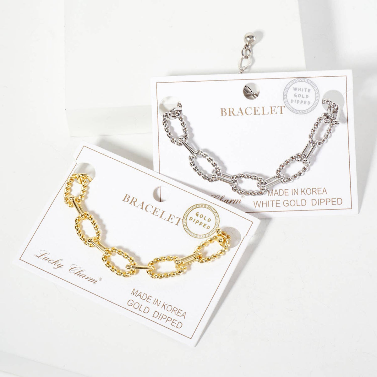 Twisted Link & Bar Chain Bracelet