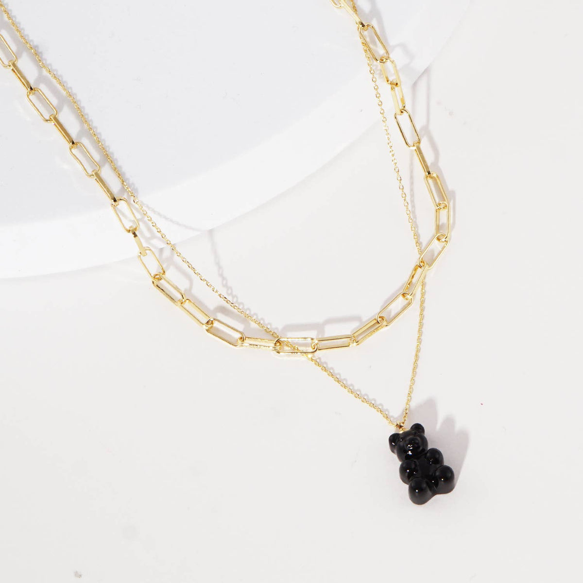 Multicolor Beaded Gummy Bear 2 Layered Necklace