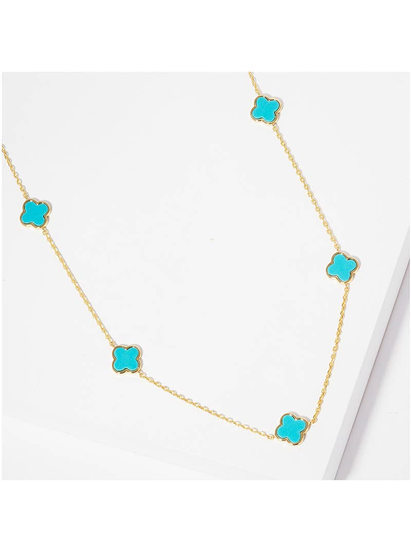 5 Semi-Precious Quatrefoil Pendant 24 Inch Long Station