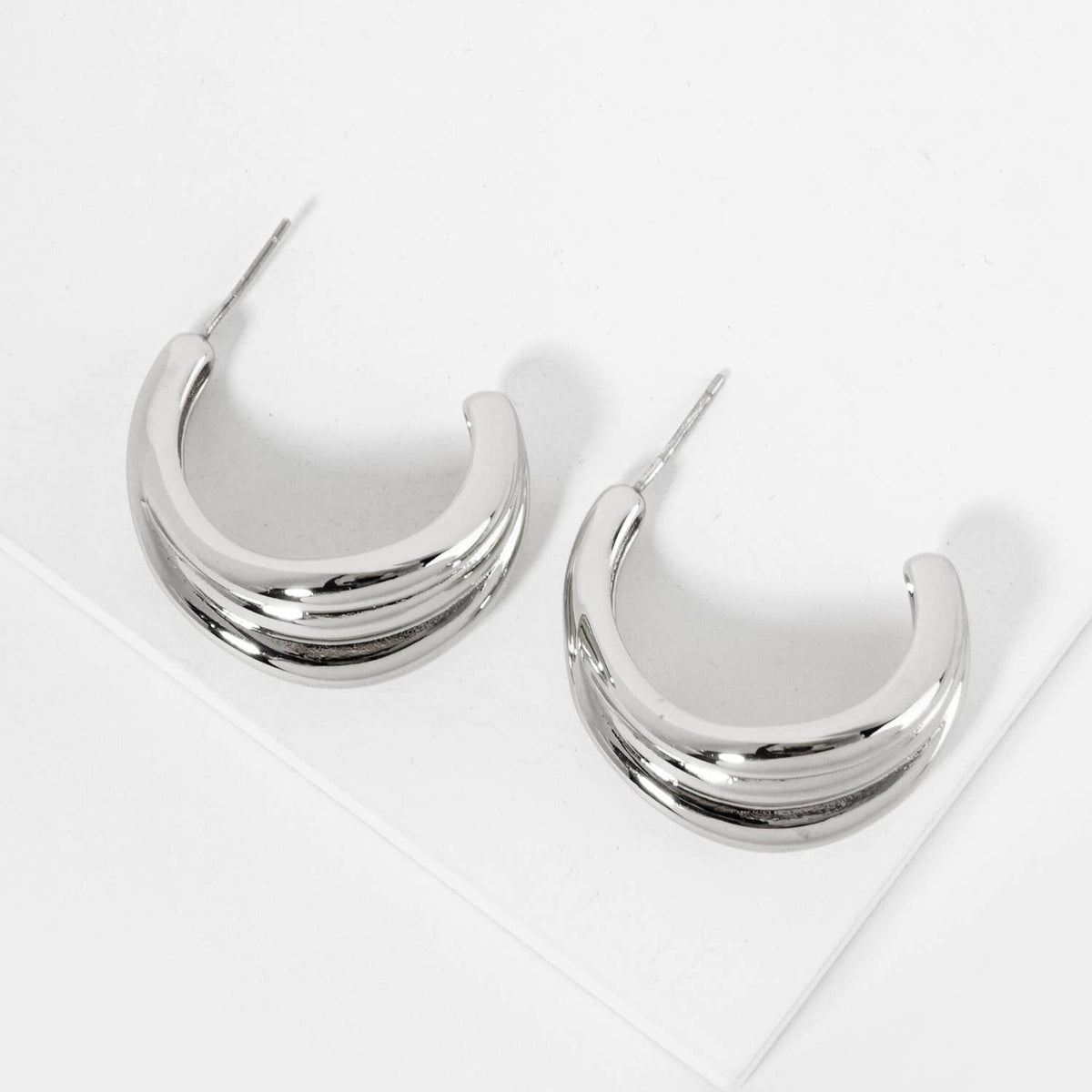 18K Gold Dipped Textured 30mm Tapered Open Hoop Earrings