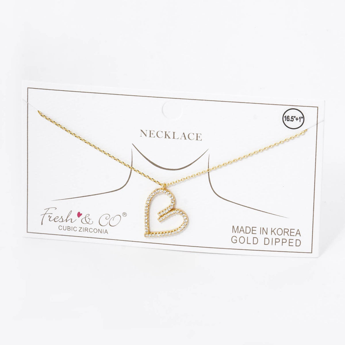Gold Dipped Stylized Heart Pendant Necklace