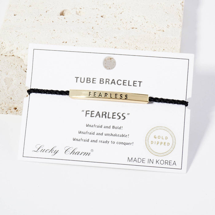 Inspirational Messages "Fearless" Tube Bar Bracelet