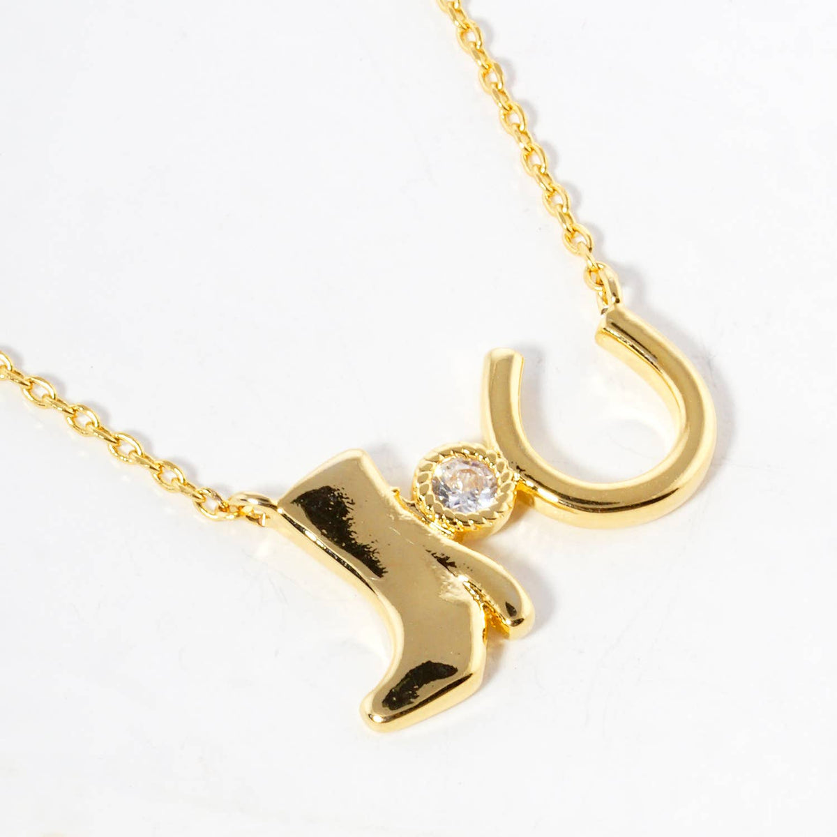 Cowgirl Boot & Horseshoe Pendant Necklace