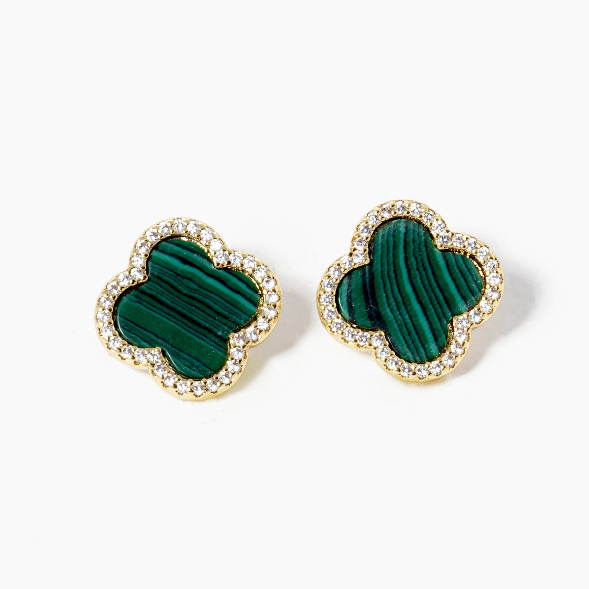 Dainty Clover Pavé Cubic Zirconia Stud Earrings