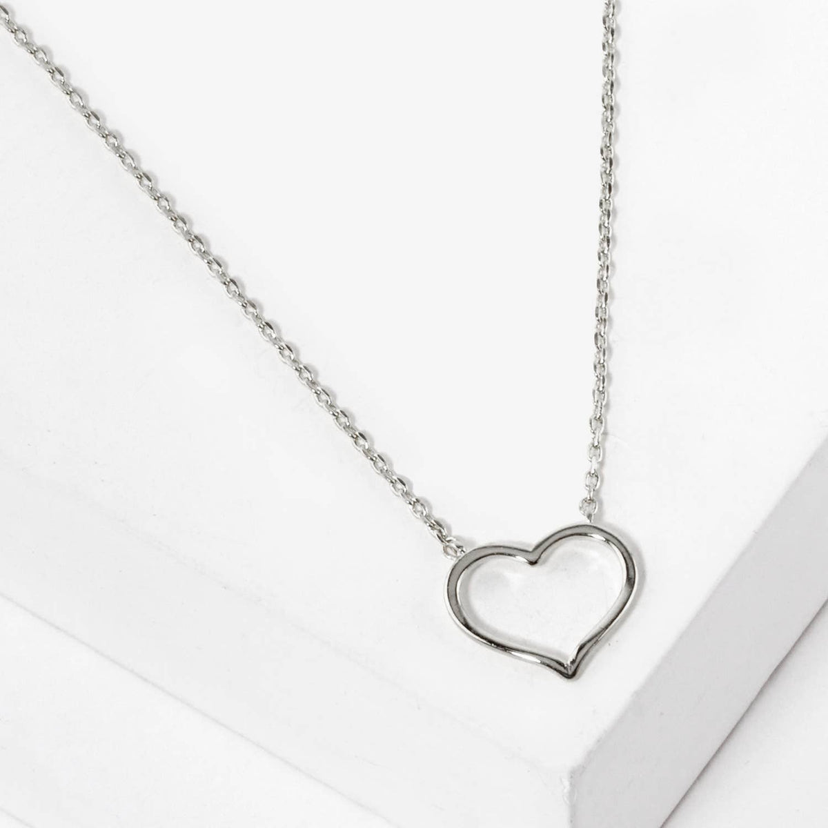 Minimalist Open Heart Pendant Necklace