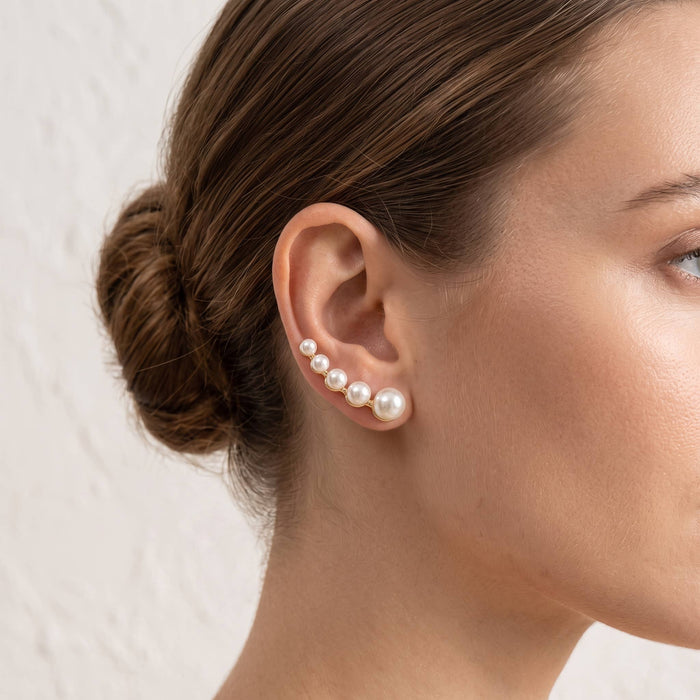 Gold Dipped Pearl Graduated Ear Crawler