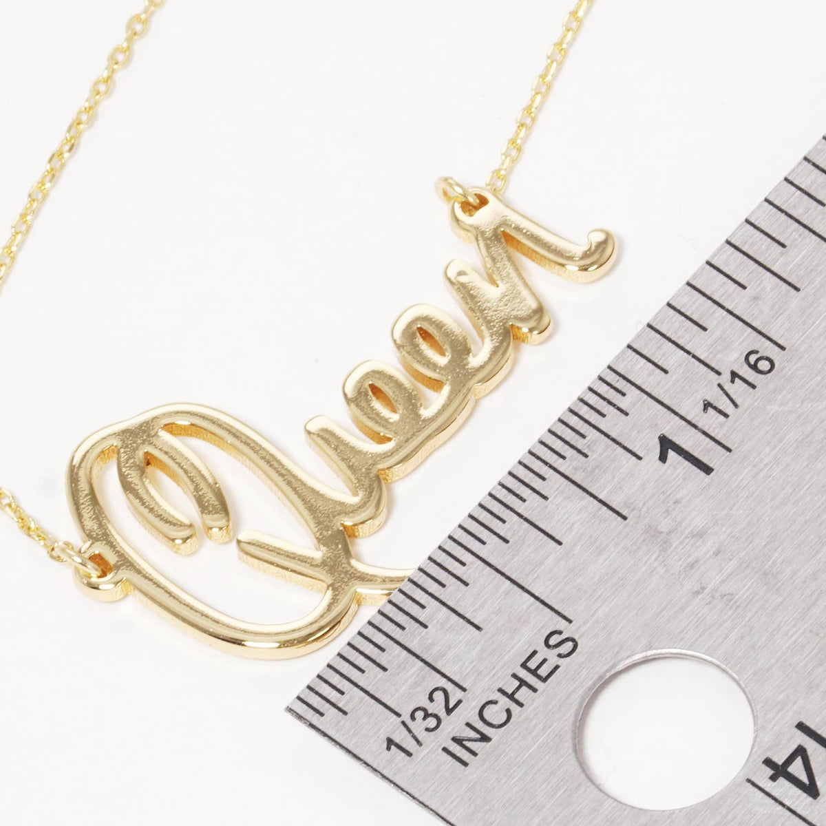 Gold Plated Bold Queen Cursive Necklace