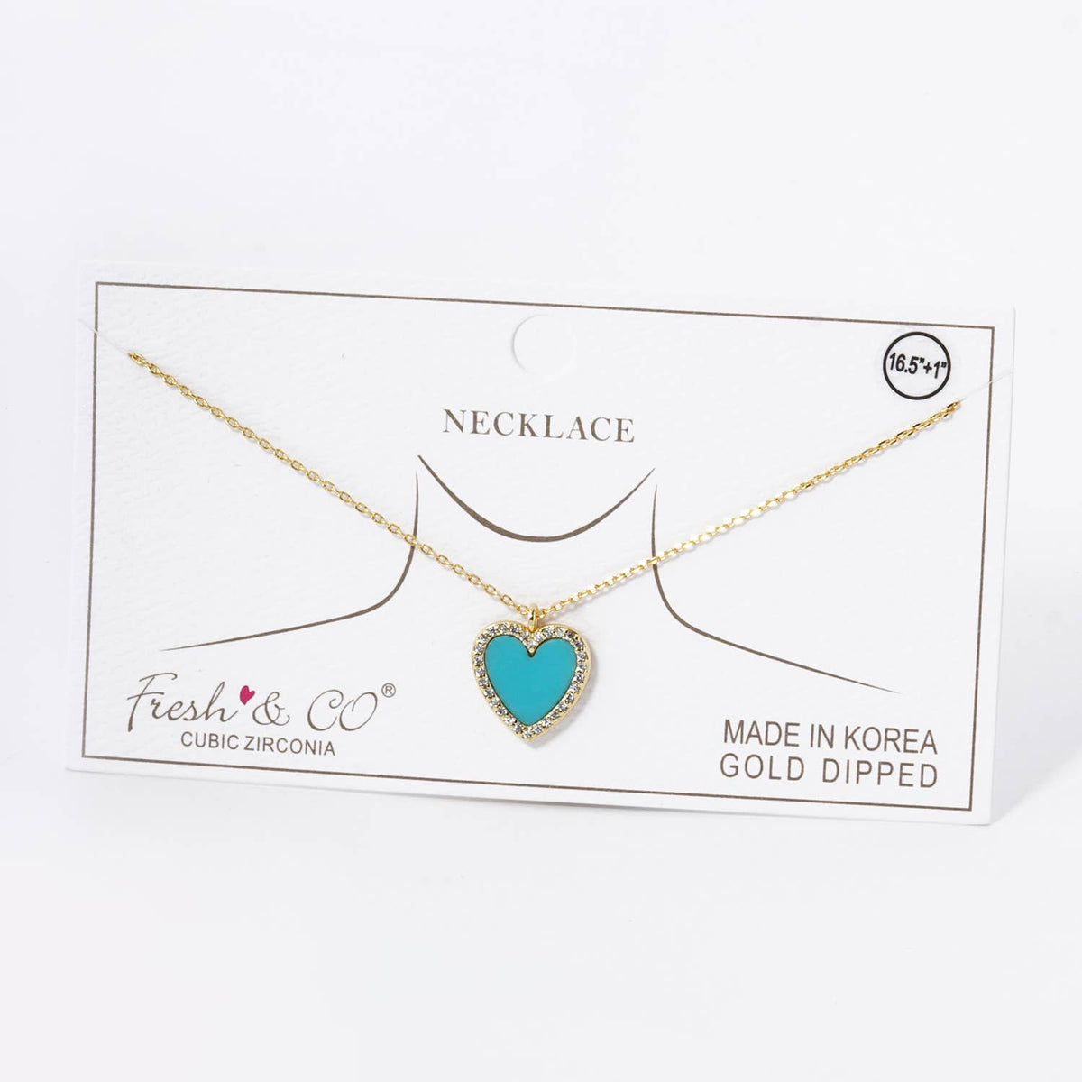 18K Gold Dipped 13mm Pave Set Cubic Zirconia Heart Necklace