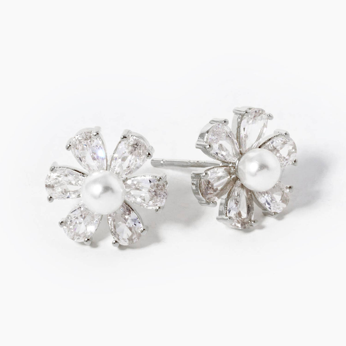 Bridesmaid Floral Pearl & Crystal Stud Earrings