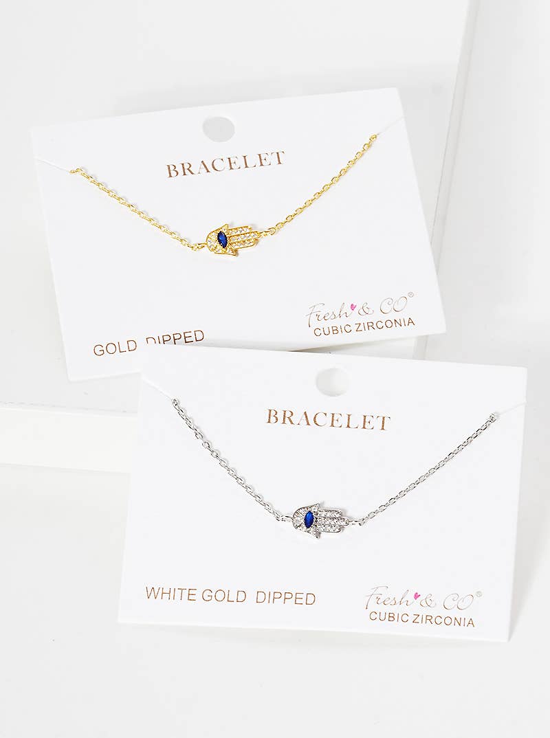 Minimalist Hamsa Hand Charm Bracelet